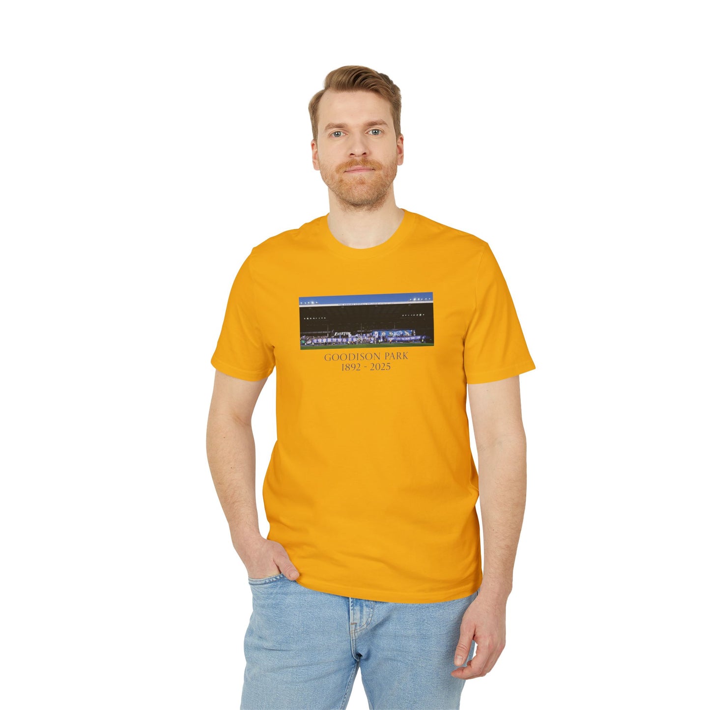 Gwladys Street Flag Display T-Shirt | Unisex Graphic Tee for Everton Fans