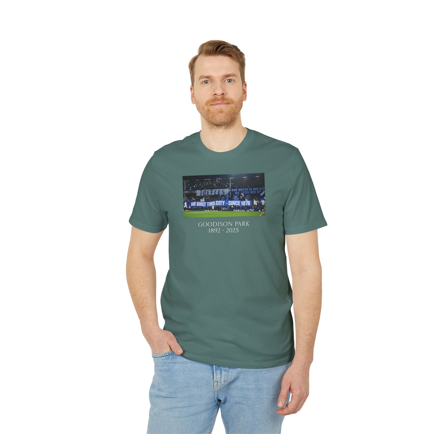 Gwladys Street We Built This City T-Shirt | Unisex Graphic Tee for Everton Fans