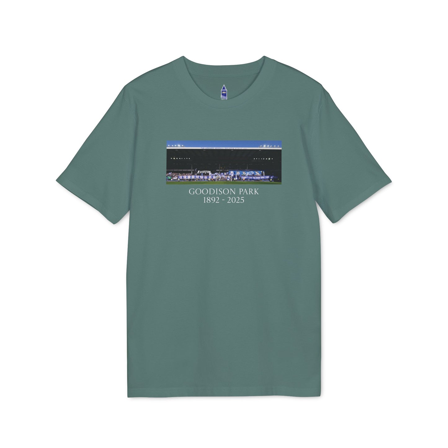 Gwladys Street Flag Display T-Shirt | Unisex Graphic Tee for Everton Fans
