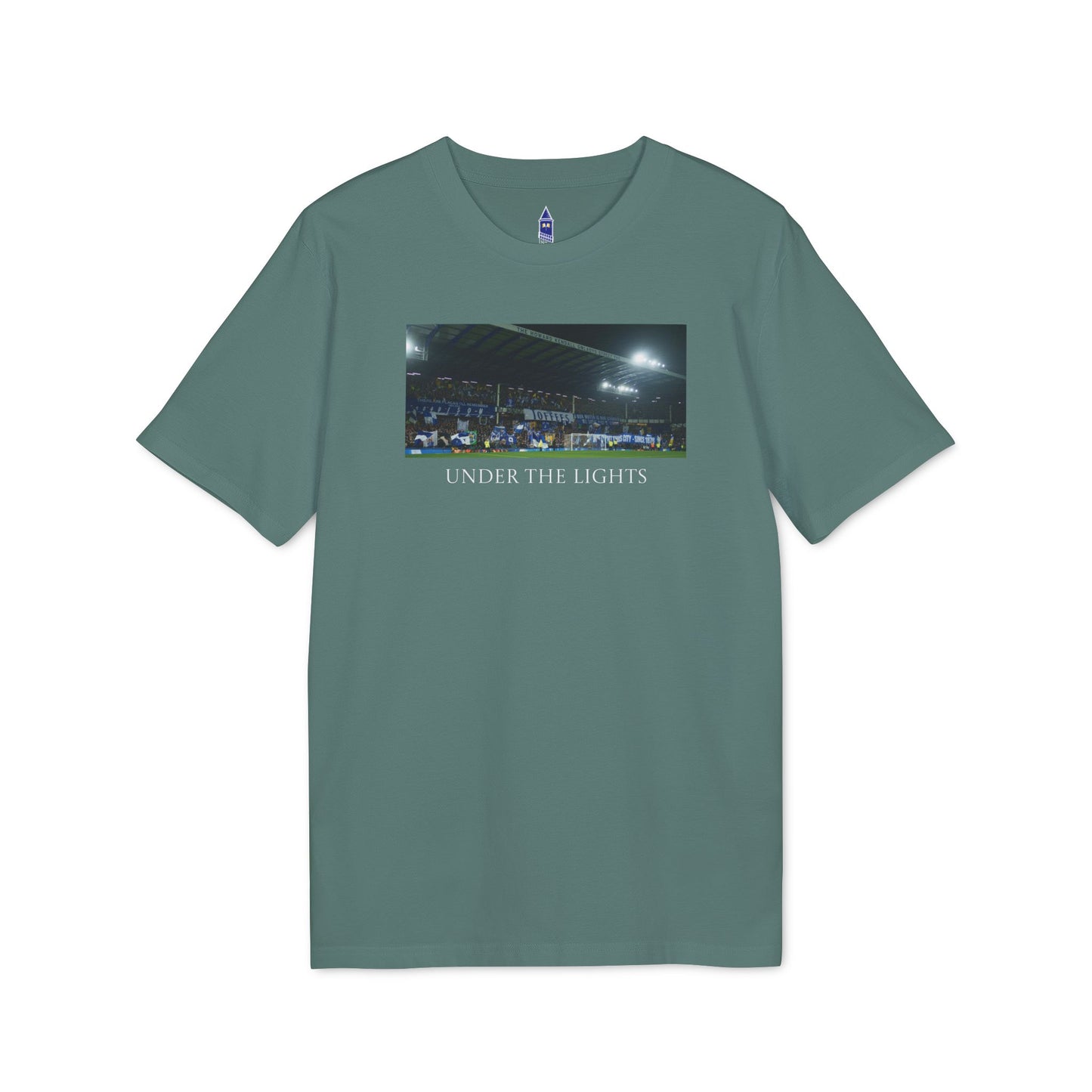 Gwladys Street Under The Lights Text T-Shirt | Unisex Graphic Tee for Everton Fans