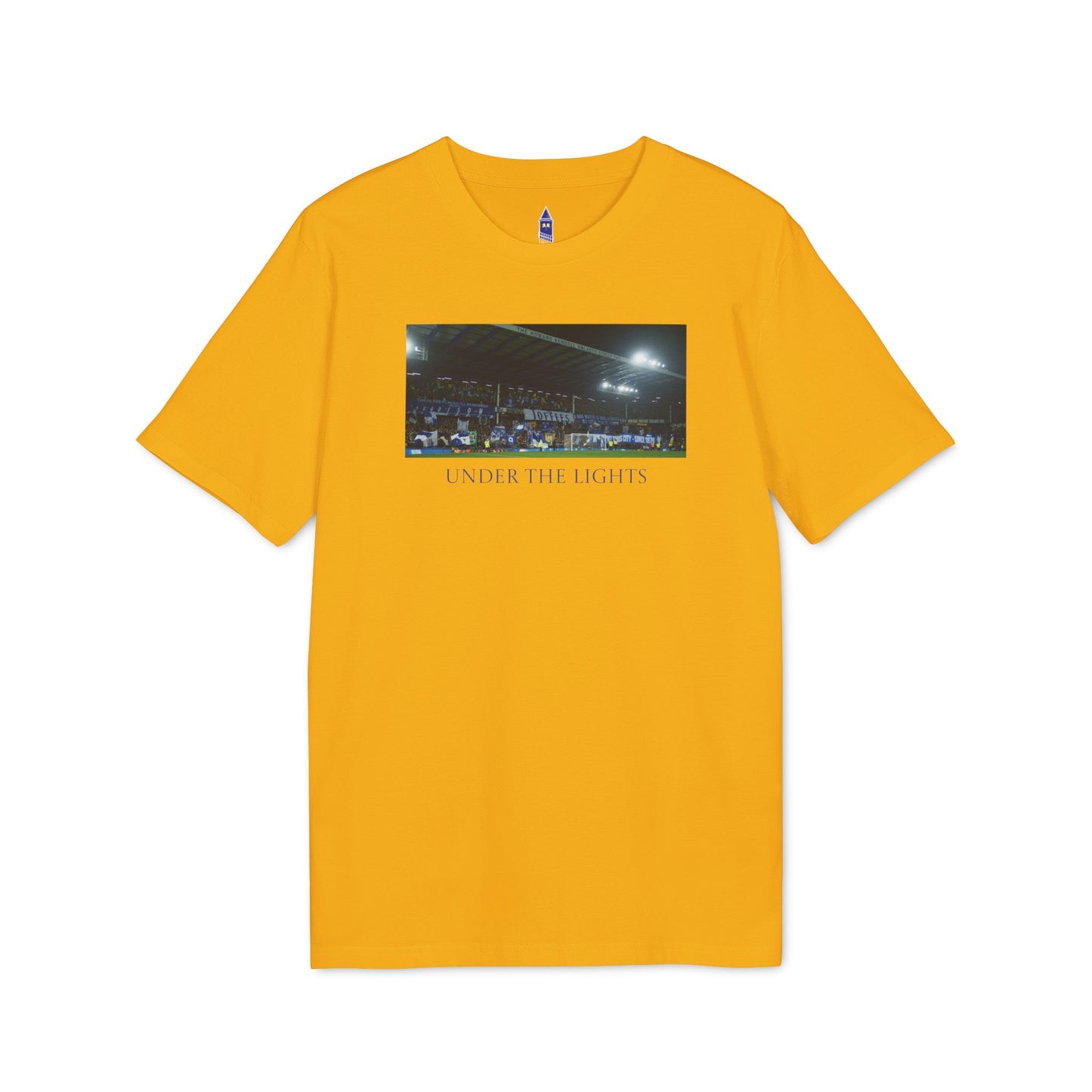 Gwladys Street Under The Lights Text T-Shirt | Unisex Graphic Tee for Everton Fans