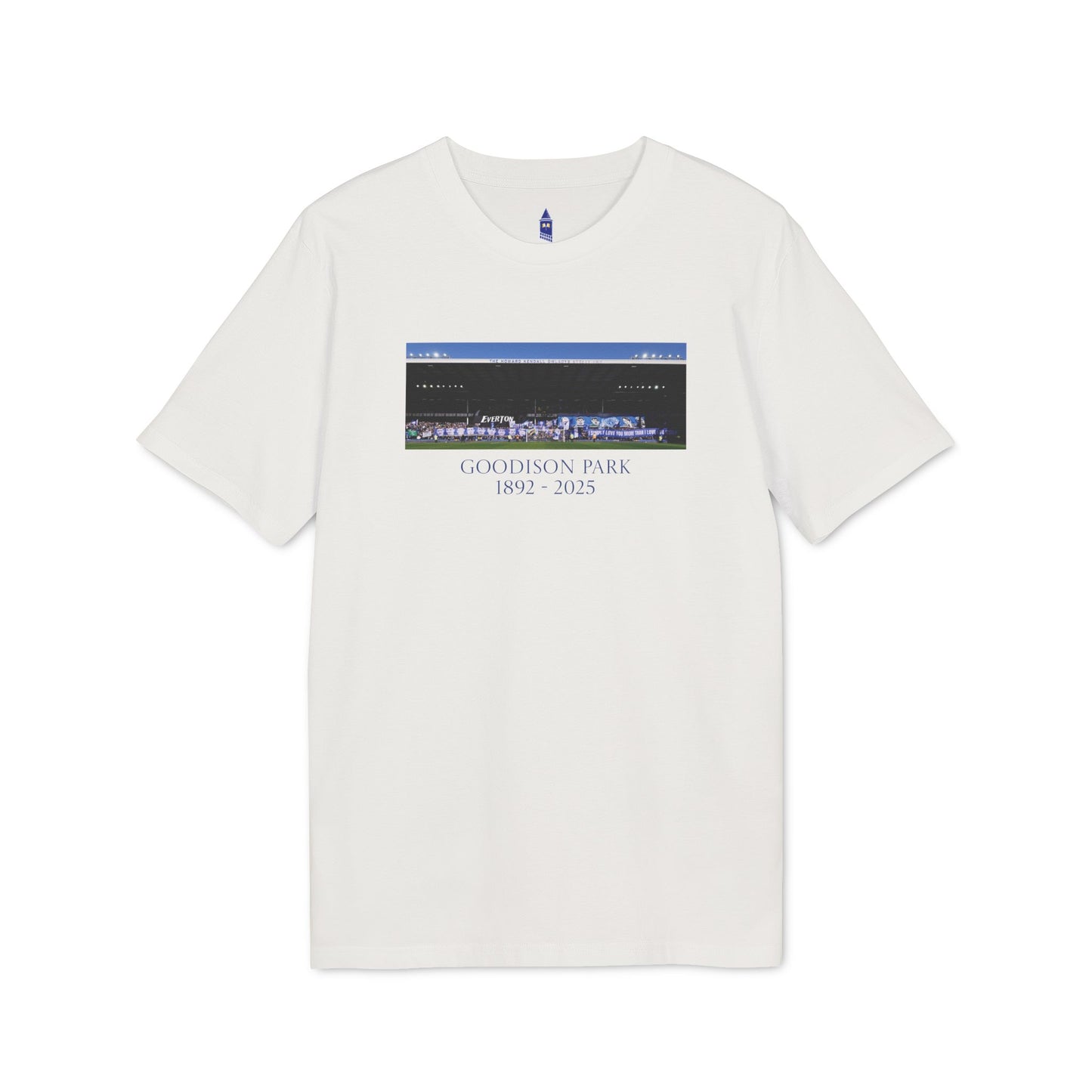 Gwladys Street Flag Display T-Shirt | Unisex Graphic Tee for Everton Fans