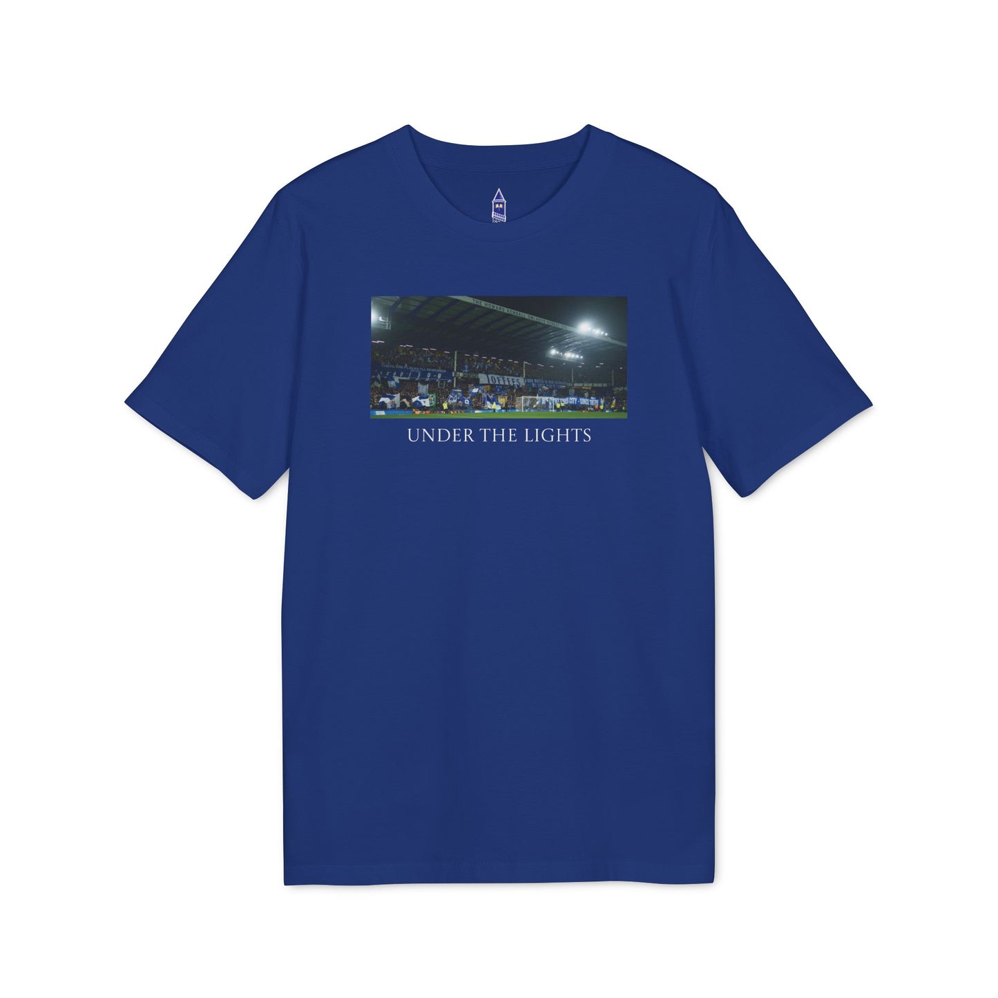 Gwladys Street Under The Lights Text T-Shirt | Unisex Graphic Tee for Everton Fans
