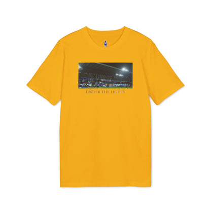 Gwladys Street Under The Lights Text T-Shirt | Unisex Graphic Tee for Everton Fans