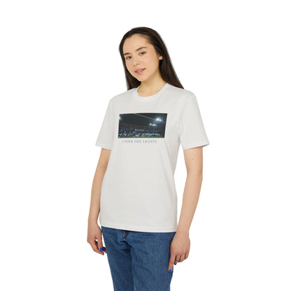 Gwladys Street Under The Lights Text T-Shirt | Unisex Graphic Tee for Everton Fans