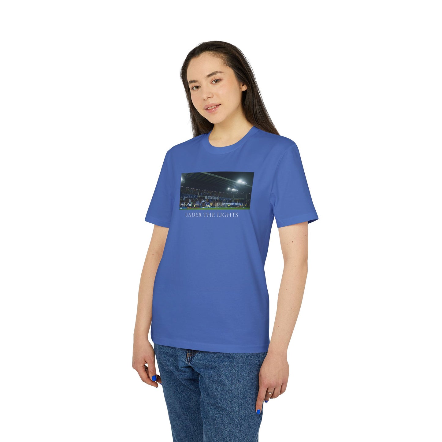Gwladys Street Under The Lights Text T-Shirt | Unisex Graphic Tee for Everton Fans