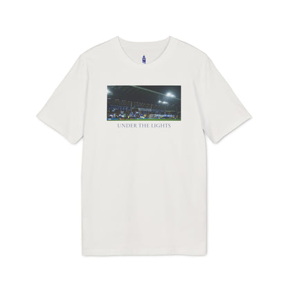 Gwladys Street Under The Lights Text T-Shirt | Unisex Graphic Tee for Everton Fans
