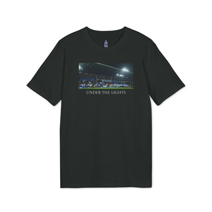 Gwladys Street Under The Lights Text T-Shirt | Unisex Graphic Tee for Everton Fans