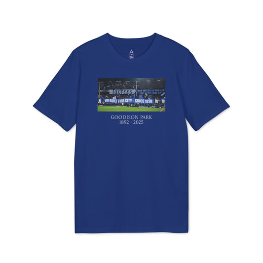 Gwladys Street We Built This City T-Shirt | Unisex Graphic Tee for Everton Fans